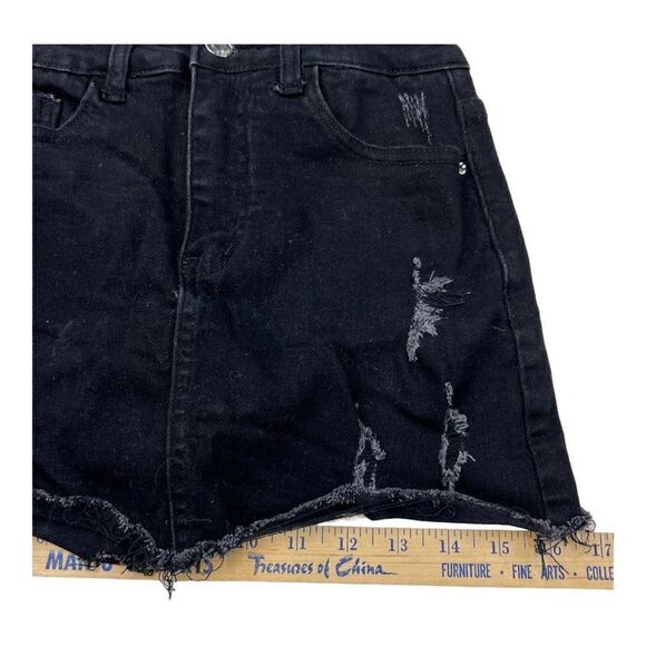 Denim Black Women’s Mini Skort Small Jean Distressed Goth Rock skirt - Picture 5 of 13
